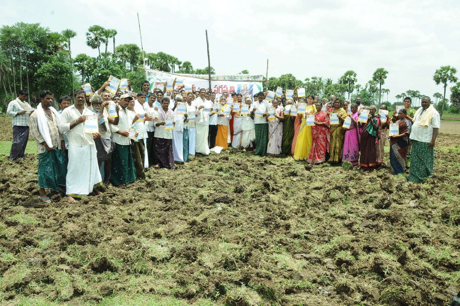 Bhoomi Puja devotees N. Gollapalem devotees gathered at the Bhoomi Puja temple site
