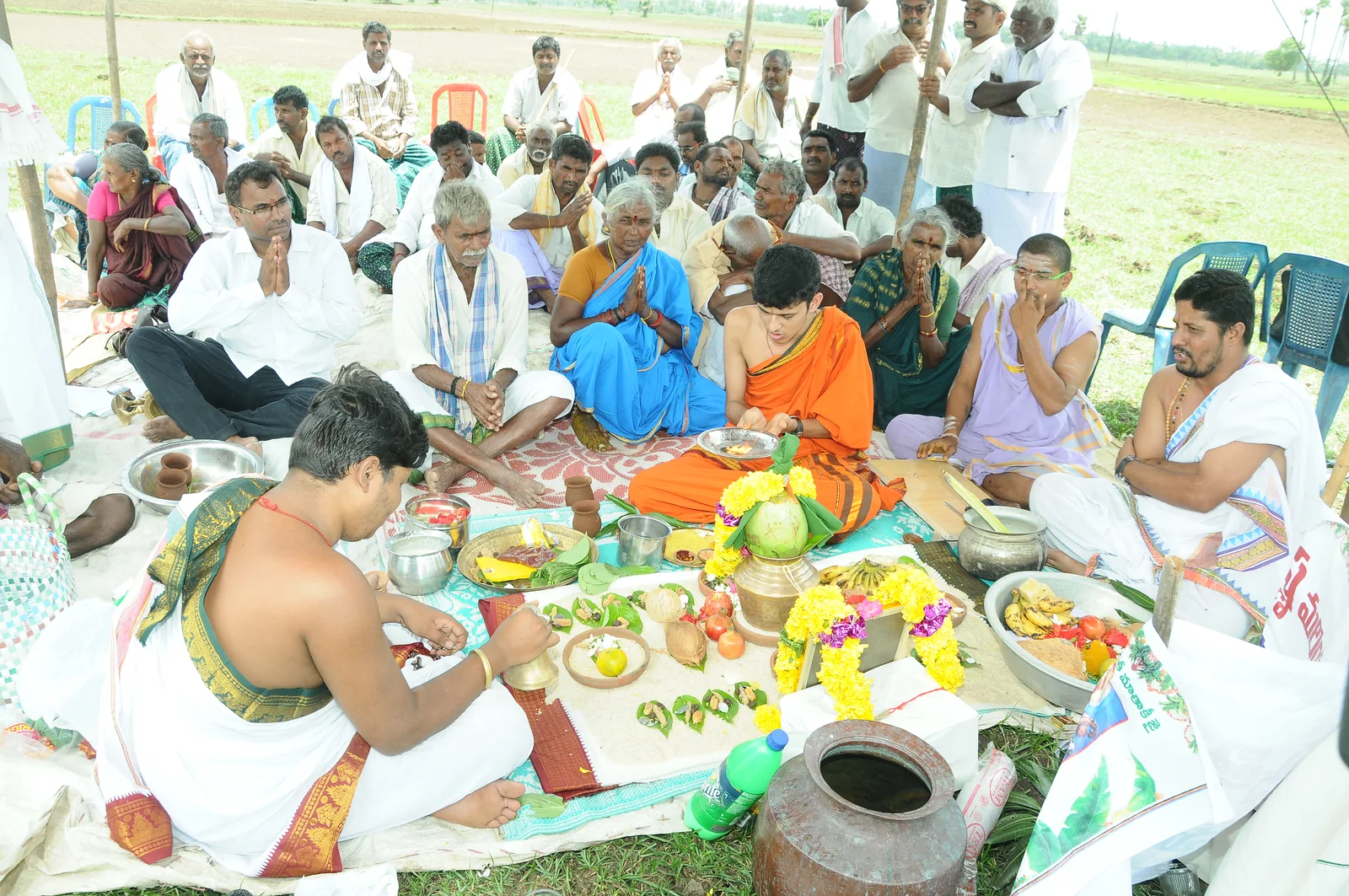 Bhoomi Puja Vedic ritual Bhoomi Puja Vedic ritual for Sri Krishna Saraswathi Temple construction